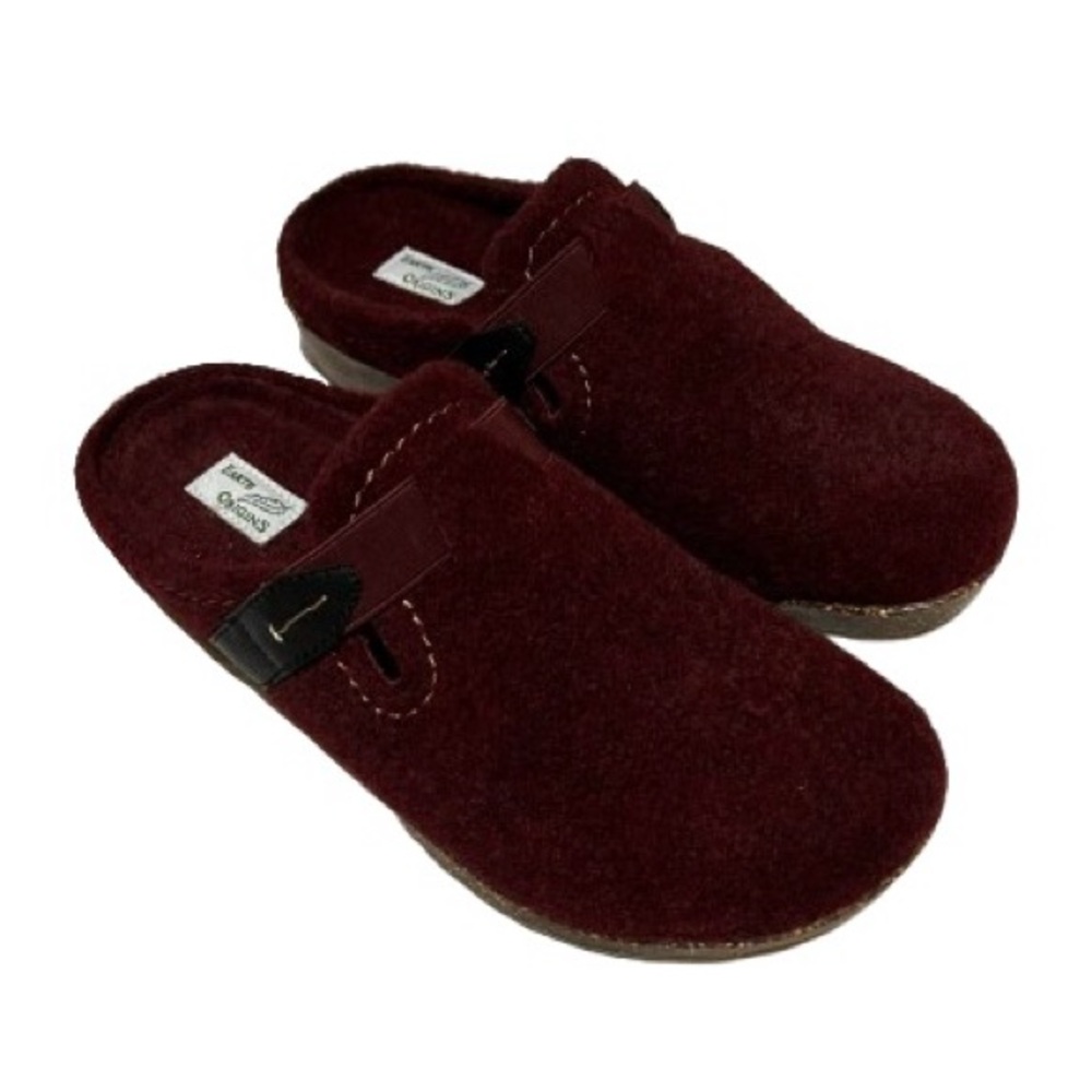 Earth Origins Jenna Merlot Wool Felt Clog NIB 7.5